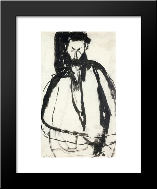 Bearded Man 20x24 Black Modern Wood Framed Art Print Poster by Modigliani, Amedeo