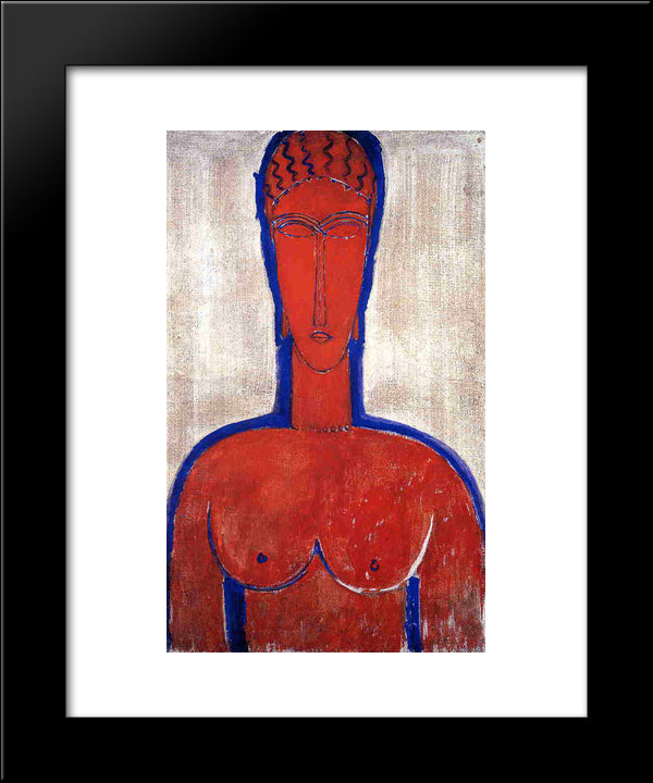 Big Red Buste (Leopold Ii) 20x24 Black Modern Wood Framed Art Print Poster by Modigliani, Amedeo