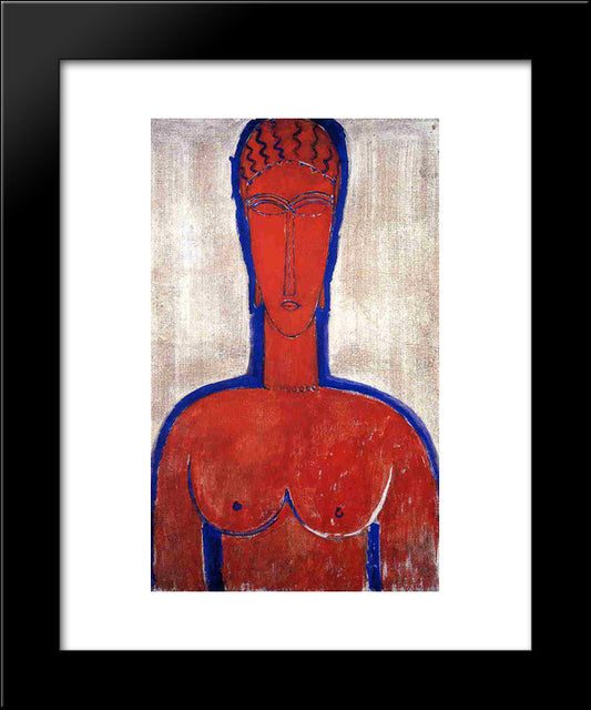 Big Red Buste (Leopold Ii) 20x24 Black Modern Wood Framed Art Print Poster by Modigliani, Amedeo