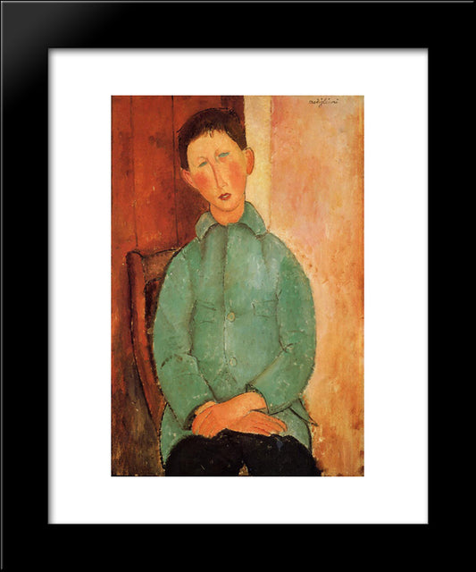 Boy In A Blue Shirt 20x24 Black Modern Wood Framed Art Print Poster by Modigliani, Amedeo