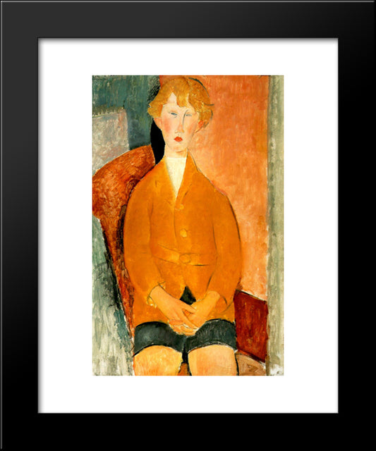 Boy In Shorts 20x24 Black Modern Wood Framed Art Print Poster by Modigliani, Amedeo