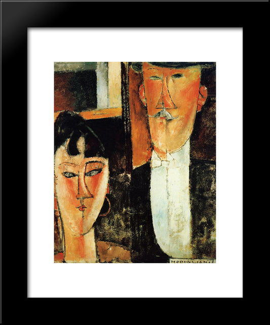 Bride And Groom (The Couple) 20x24 Black Modern Wood Framed Art Print Poster by Modigliani, Amedeo