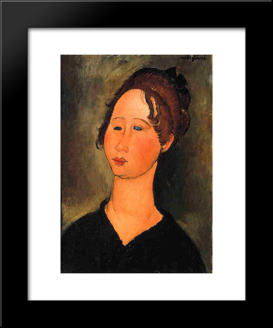 Burgundian Woman 20x24 Black Modern Wood Framed Art Print Poster by Modigliani, Amedeo