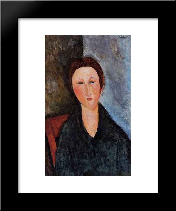 Bust Of A Young Woman (Mademoiselle Marthe) 20x24 Black Modern Wood Framed Art Print Poster by Modigliani, Amedeo