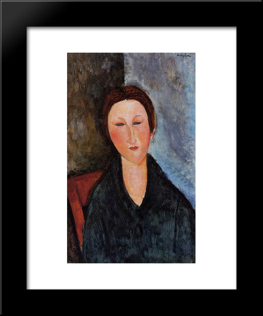 Bust Of A Young Woman (Mademoiselle Marthe) 20x24 Black Modern Wood Framed Art Print Poster by Modigliani, Amedeo