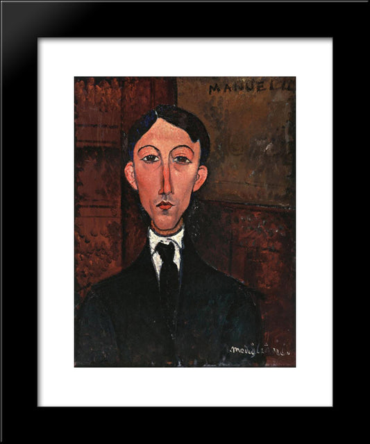 Bust Of Manuel Humbert 20x24 Black Modern Wood Framed Art Print Poster by Modigliani, Amedeo