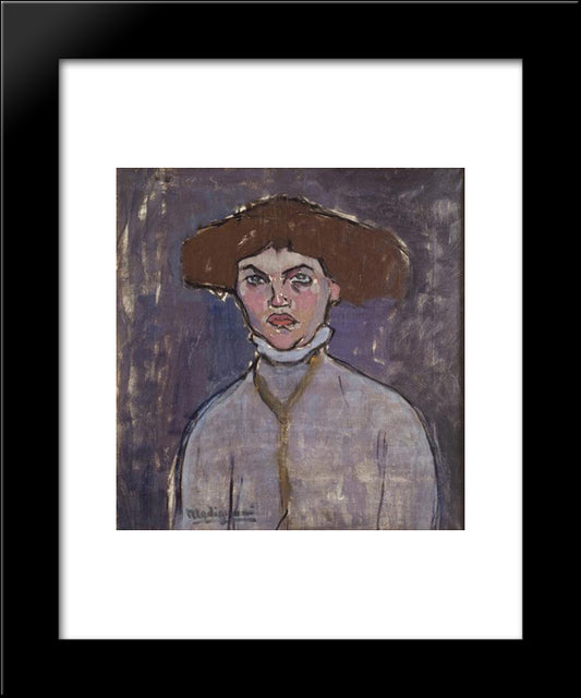 Bust Of Young Girl 20x24 Black Modern Wood Framed Art Print Poster by Modigliani, Amedeo