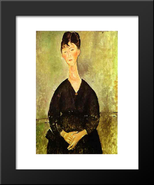 Cafe Singer 20x24 Black Modern Wood Framed Art Print Poster by Modigliani, Amedeo