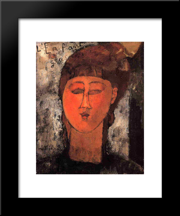 Fat Child 20x24 Black Modern Wood Framed Art Print Poster by Modigliani, Amedeo