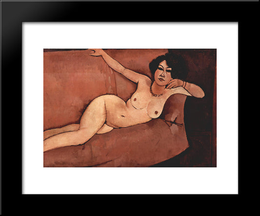 Nude On Sofa (Almaisa) 20x24 Black Modern Wood Framed Art Print Poster by Modigliani, Amedeo
