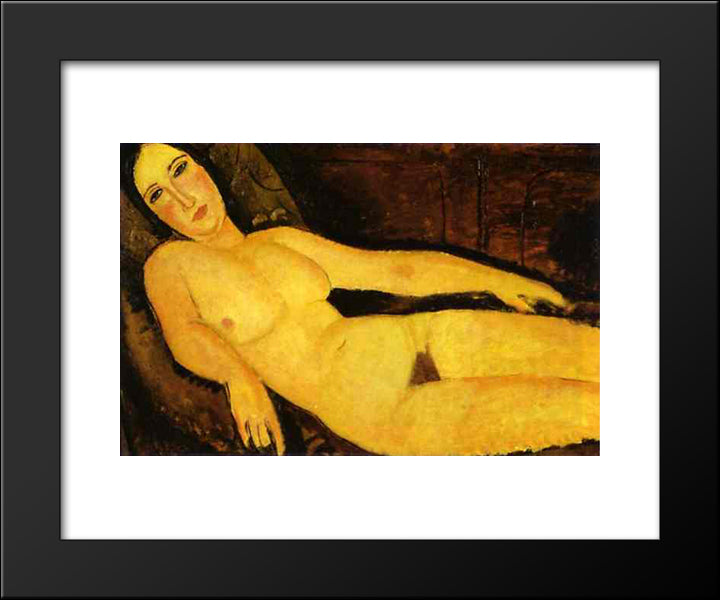 Nude On Sofa 20x24 Black Modern Wood Framed Art Print Poster by Modigliani, Amedeo