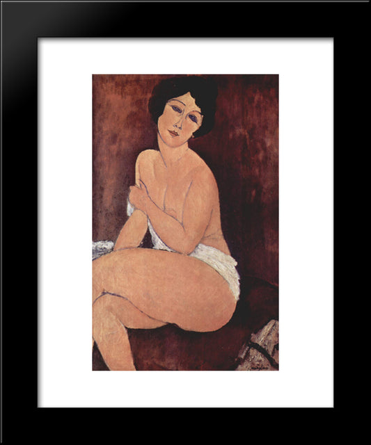 Nude Seating On A Sofa 20x24 Black Modern Wood Framed Art Print Poster by Modigliani, Amedeo