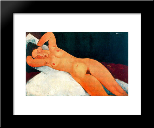 Nude With Necklace 20x24 Black Modern Wood Framed Art Print Poster by Modigliani, Amedeo