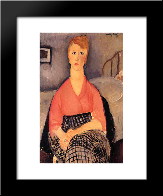 Pink Blouse 20x24 Black Modern Wood Framed Art Print Poster by Modigliani, Amedeo