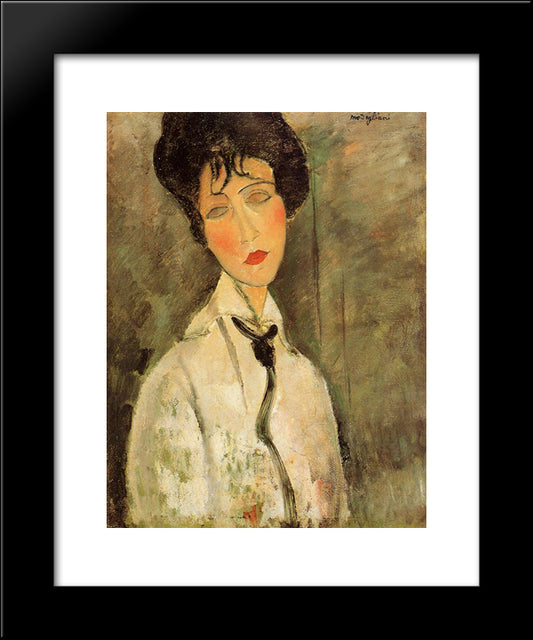 Portrait Of A Woman In A Black Tie 20x24 Black Modern Wood Framed Art Print Poster by Modigliani, Amedeo