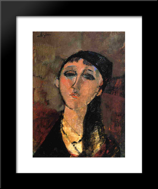 Portrait Of A Young Girl (Louise) 20x24 Black Modern Wood Framed Art Print Poster by Modigliani, Amedeo