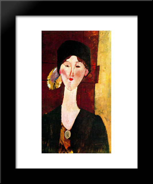 Portrait Of Beatrice Hastings Before A Door 20x24 Black Modern Wood Framed Art Print Poster by Modigliani, Amedeo