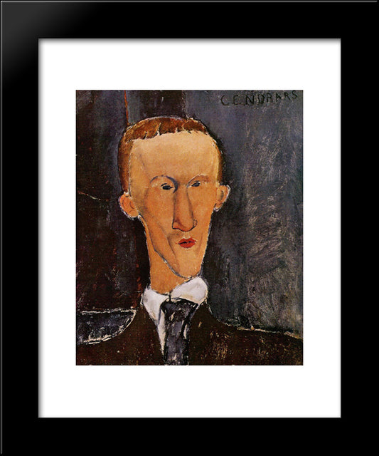 Portrait Of Blaise Cendrars 20x24 Black Modern Wood Framed Art Print Poster by Modigliani, Amedeo