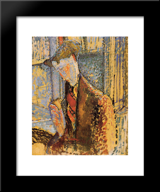 Portrait Of Frank Burty Haviland 20x24 Black Modern Wood Framed Art Print Poster by Modigliani, Amedeo