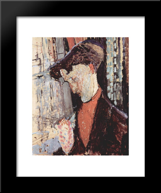 Portrait Of Frank Haviland Burty 20x24 Black Modern Wood Framed Art Print Poster by Modigliani, Amedeo