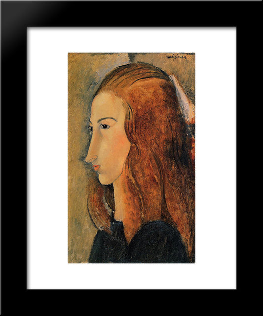 Portrait Of Jeanne Hebuterne 20x24 Black Modern Wood Framed Art Print Poster by Modigliani, Amedeo