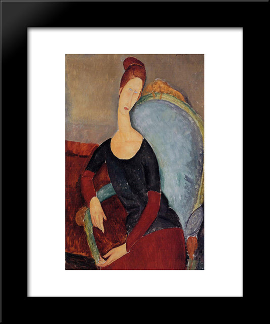 Portrait Of Jeanne Hebuterne In A Blue Chair 20x24 Black Modern Wood Framed Art Print Poster by Modigliani, Amedeo