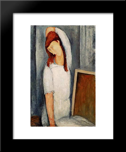 Portrait Of Jeanne Hebuterne With Her Left Arm Behind Her Head 20x24 Black Modern Wood Framed Art Print Poster by Modigliani, Amedeo