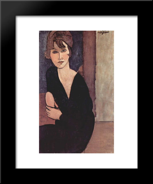 Portrait Of Madame Reynouard 20x24 Black Modern Wood Framed Art Print Poster by Modigliani, Amedeo