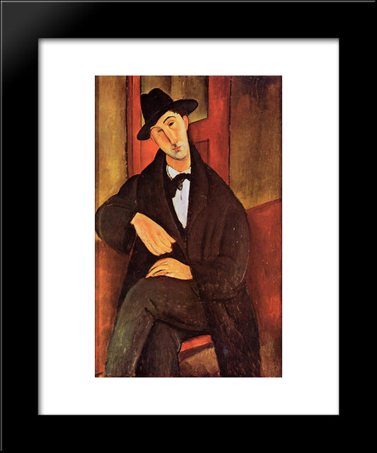 Portrait Of Mario Varvogli 20x24 Black Modern Wood Framed Art Print Poster by Modigliani, Amedeo