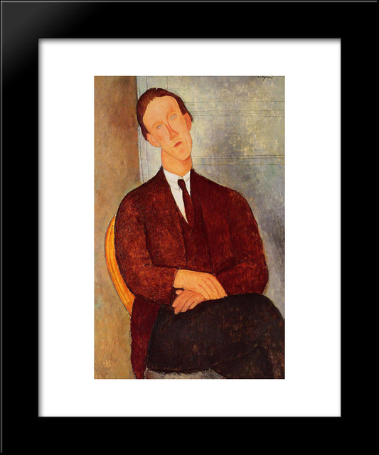 Portrait Of Morgan Russell 20x24 Black Modern Wood Framed Art Print Poster by Modigliani, Amedeo