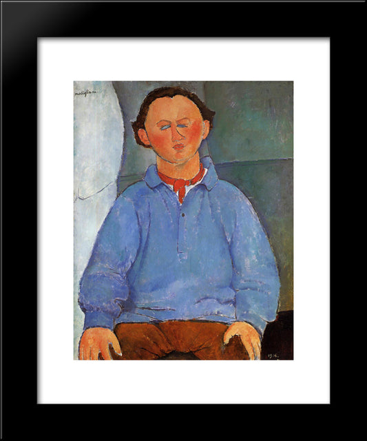 Portrait Of Oscar Miestchanioff 20x24 Black Modern Wood Framed Art Print Poster by Modigliani, Amedeo