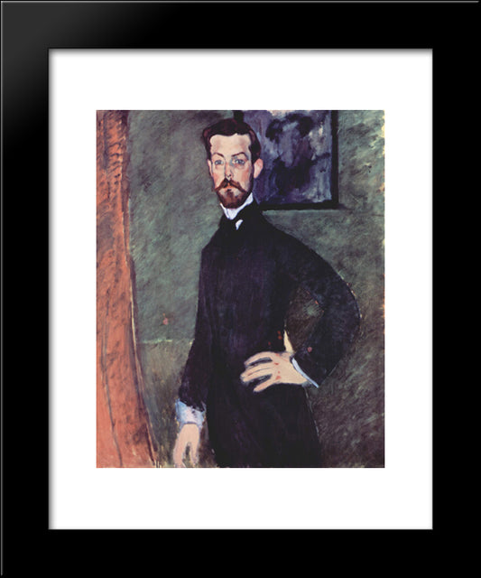 Portrait Of Paul Alexander On Green Background 20x24 Black Modern Wood Framed Art Print Poster by Modigliani, Amedeo