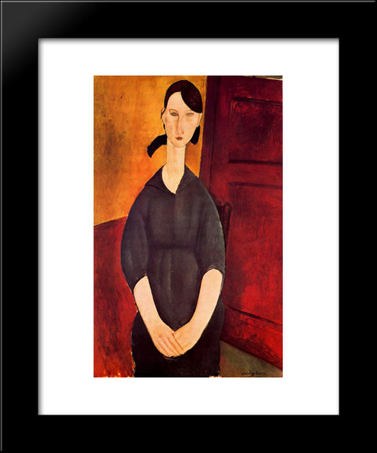 Portrait Of Paulette Jourdain 20x24 Black Modern Wood Framed Art Print Poster by Modigliani, Amedeo