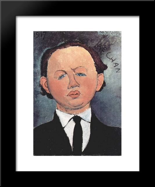 Portrait Of The Mechanical 20x24 Black Modern Wood Framed Art Print Poster by Modigliani, Amedeo