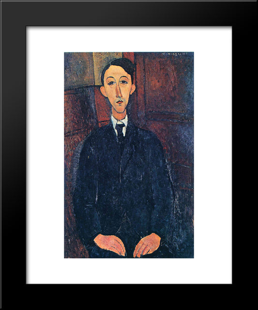Portrait Of The Painter Manuel Humbert 20x24 Black Modern Wood Framed Art Print Poster by Modigliani, Amedeo