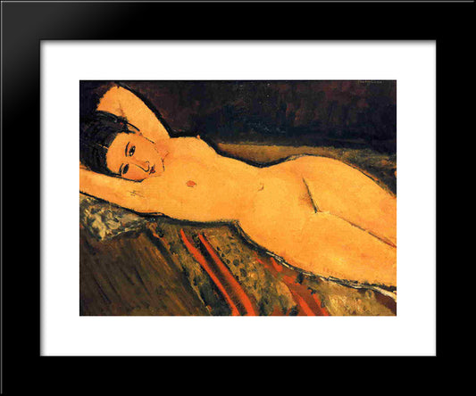 Reclining Nude With Arms Folded Under Her Head 20x24 Black Modern Wood Framed Art Print Poster by Modigliani, Amedeo