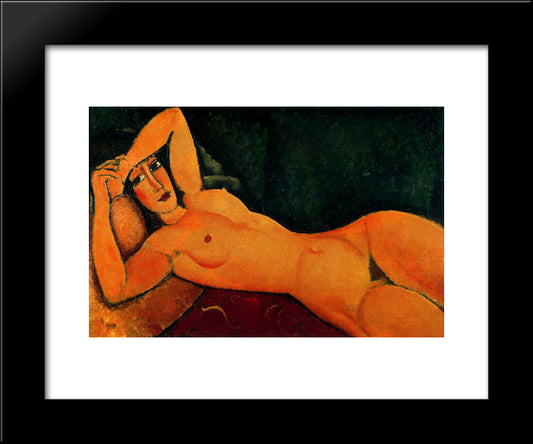 Reclining Nude With Left Arm Resting On Forehead 20x24 Black Modern Wood Framed Art Print Poster by Modigliani, Amedeo