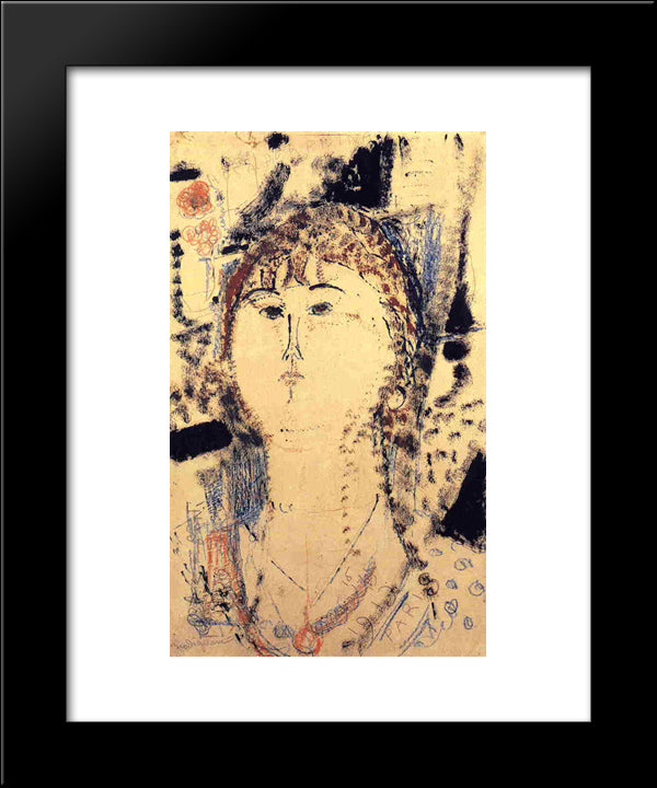 Rosa Porprina 20x24 Black Modern Wood Framed Art Print Poster by Modigliani, Amedeo
