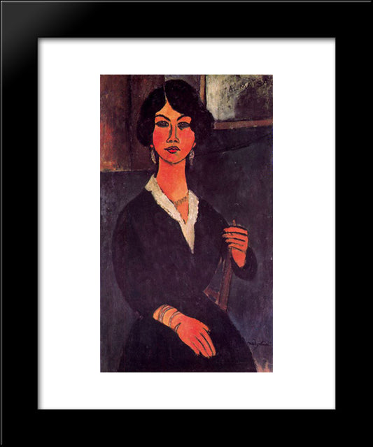 Seated Algerian Almaiisa 20x24 Black Modern Wood Framed Art Print Poster by Modigliani, Amedeo