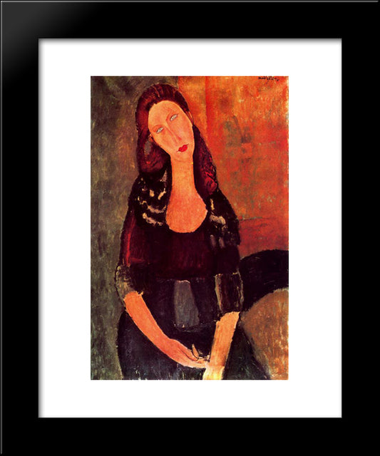 Seated Jeanne Hebuterne 20x24 Black Modern Wood Framed Art Print Poster by Modigliani, Amedeo