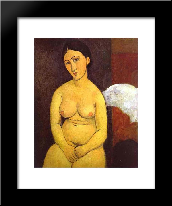 Seated Nude 20x24 Black Modern Wood Framed Art Print Poster by Modigliani, Amedeo