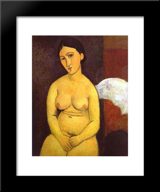 Seated Nude 20x24 Black Modern Wood Framed Art Print Poster by Modigliani, Amedeo