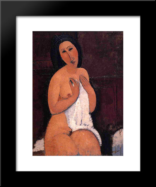 Seated Nude With A Shirt 20x24 Black Modern Wood Framed Art Print Poster by Modigliani, Amedeo