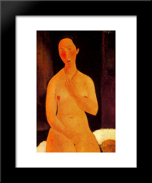 Seated Nude With Necklace 20x24 Black Modern Wood Framed Art Print Poster by Modigliani, Amedeo
