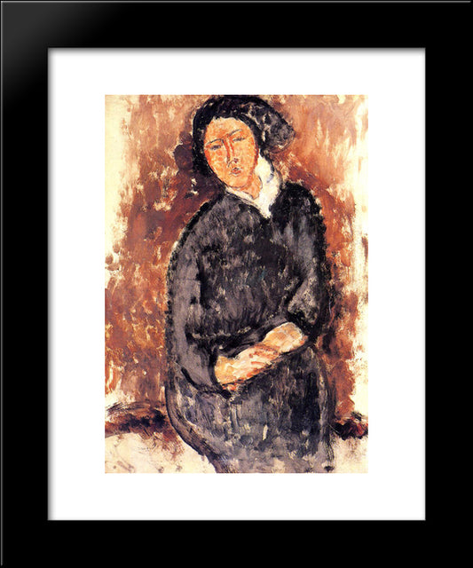 Seated Woman 20x24 Black Modern Wood Framed Art Print Poster by Modigliani, Amedeo