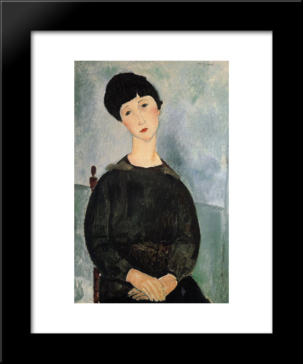 Seated Young Woman 20x24 Black Modern Wood Framed Art Print Poster by Modigliani, Amedeo