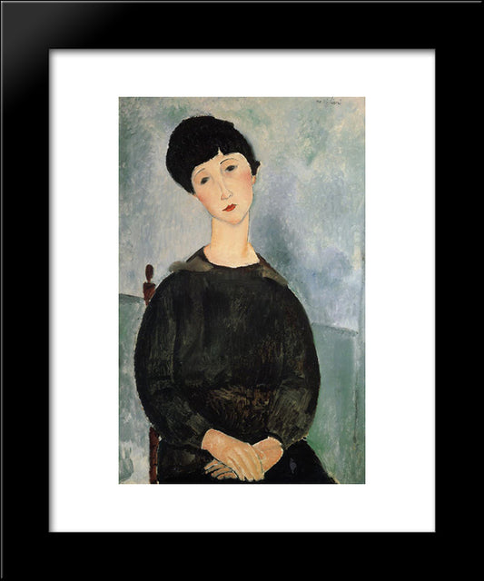 Seated Young Woman 20x24 Black Modern Wood Framed Art Print Poster by Modigliani, Amedeo