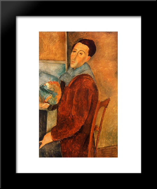Self Portrait 20x24 Black Modern Wood Framed Art Print Poster by Modigliani, Amedeo