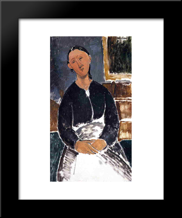 Serving Woman (Also Known As La Fantesca) 20x24 Black Modern Wood Framed Art Print Poster by Modigliani, Amedeo