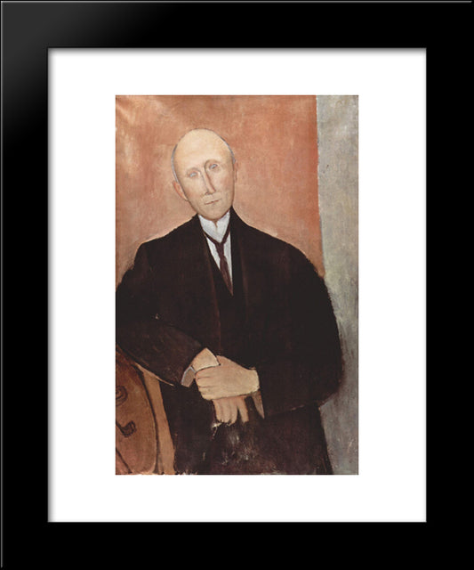 Sitting Man On Orange Background 20x24 Black Modern Wood Framed Art Print Poster by Modigliani, Amedeo